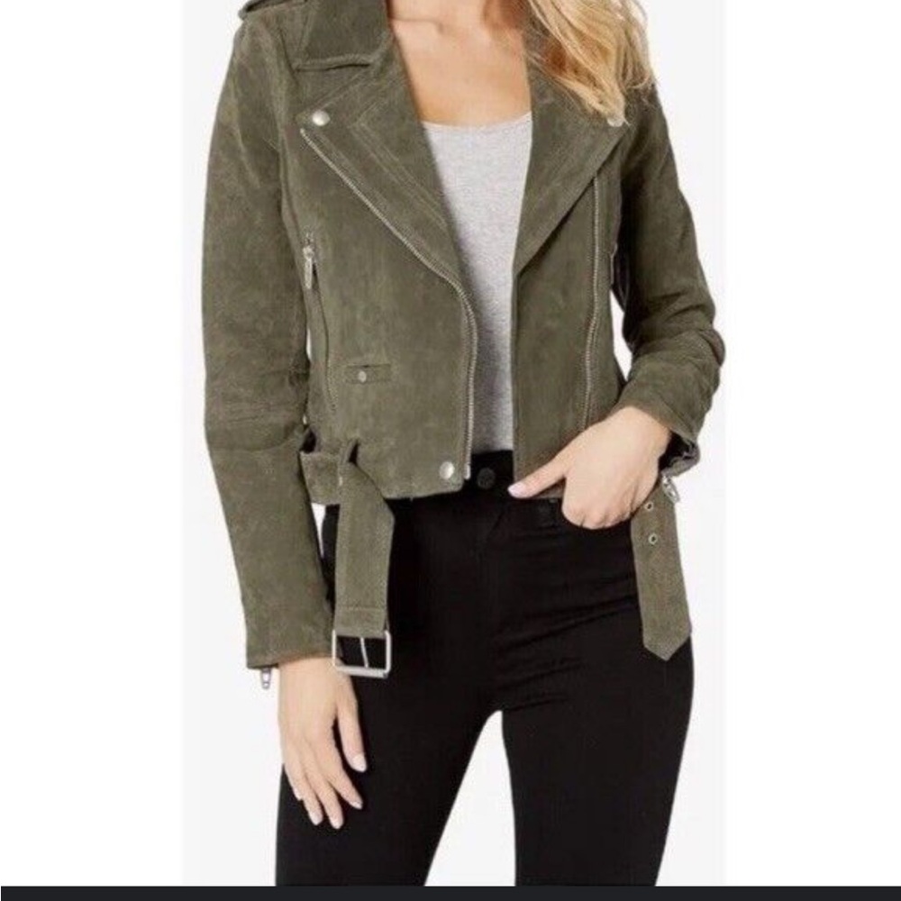 Olive Green Suede Women's Jacket